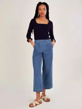 Джемпер с квадратным вырезом и оборками на рукавах Monsoon, темно-синий