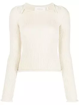 Джемпер с квадратным вырезом Sportmax, бежевый