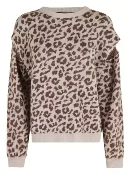 Джемпер с леопардовым принтом и плечевыми деталями Federica Tosi, коричневый