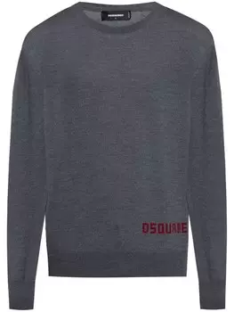 Джемпер с логотипом DSQUARED2, вязка интарсией, серый