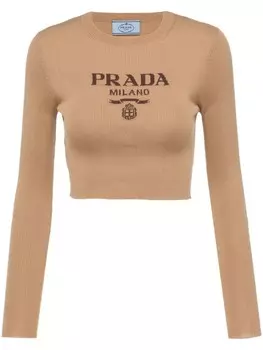 Джемпер с логотипом Prada, коричневый