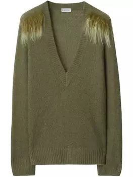Джемпер с мехом Burberry, зеленый