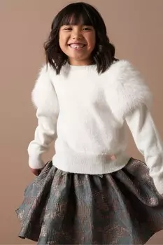 Джемпер с меховыми рукавами Suzanna Angel & Rocket, бежевый