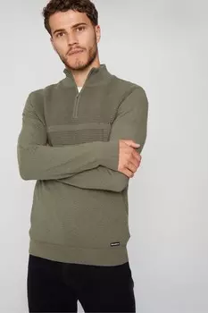 Джемпер с молнией 1/4 украшенный резинкой Threadbare, серый