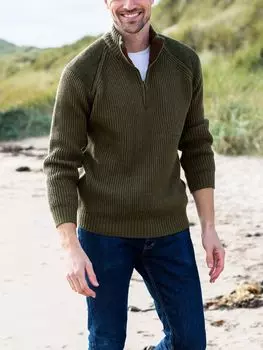 Джемпер с молнией в рубчик до половины длины Celtic & Co., зеленый