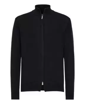 Джемпер с молнией во всю длину из мериносовой шерсти Boggi Milano, синий