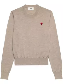 Джемпер с монограммой Ami de Coeur AMI Paris, бежевый