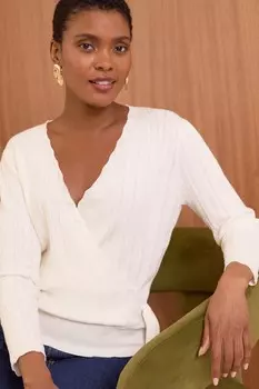 Джемпер с накидкой из тонкой пряжи Love & Roses, белый