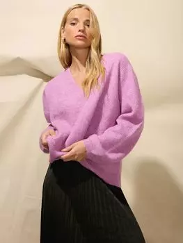 Джемпер с напуском и V-образным вырезом Ro&Zo, фиолетовый
