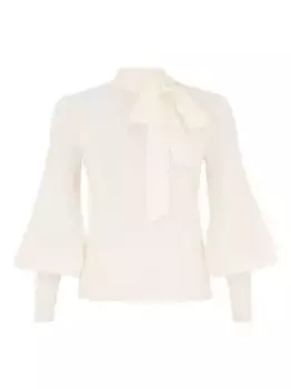 Джемпер с объемными рукавами и завязками ZIMMERMANN, нейтральный