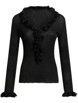 Джемпер с оборками и эффектом металлик ETRO, черный