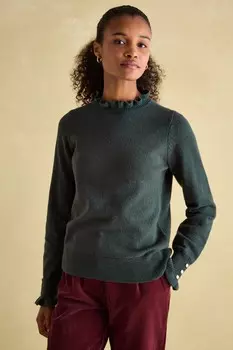 Джемпер с оборкой на шее от Эдит Joules, зеленый