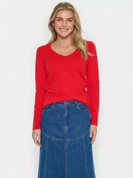 Джемпер с отделкой из морского гребешка mila Saint Tropez, цвет Flame Scarlet