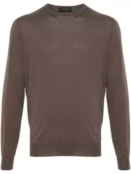Джемпер с отделкой в рубчик Dell'oglio, коричневый