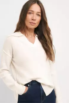 Джемпер с открытым воротником Jd Williams, бежевый