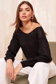 Джемпер с открытыми плечами Friends Like These, черный