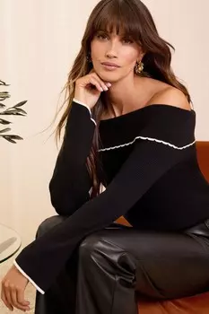 Джемпер с открытыми плечами Love & Roses, черный