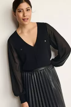 Джемпер с плетеными рукавами Next, черный