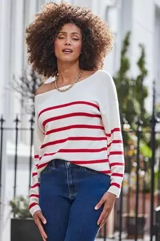 Джемпер с полосатым бантом на спине Sosandar, красный