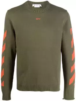 Джемпер с полосками Diag OFF-WHITE, зеленый