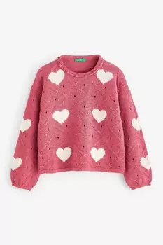 Джемпер с принтом в виде сердца Benetton, красный