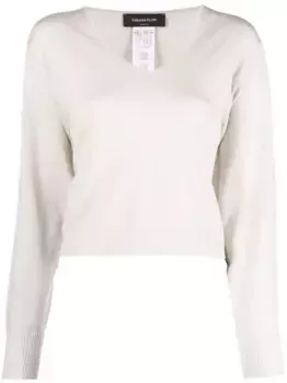 Джемпер с приспущенными плечами и V-образным вырезом Fabiana Filippi, серый