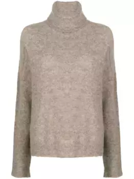 Джемпер с приспущенными плечами и высоким воротником Transit, коричневый