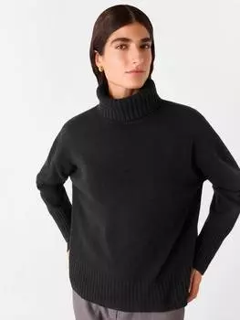 Джемпер с разрезом сзади из чистой шерсти с горловиной в рулон Whistles, черный