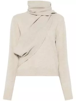 Джемпер с шарфом MM6 Maison Margiela, нейтральный цвет