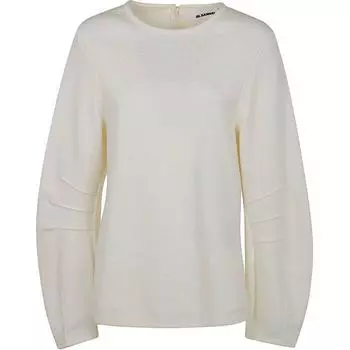 Джемпер с широкими рукавами и круглым вырезом JIL SANDER, белый