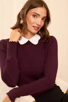 Джемпер с тонким тканым воротником Love & Roses, красный