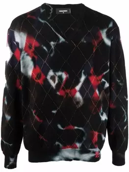 Джемпер с узором аргайл Dsquared2, черный