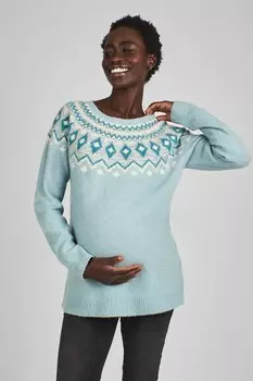 Джемпер с узором «фэр айл» для беременных и кормящих мам Jojo Maman Bb, зеленый