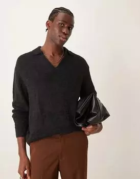 Джемпер с узором из фактурной ткани черного цвета ASOS DESIGN