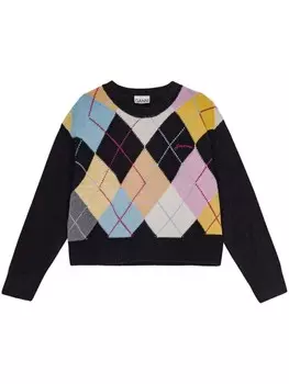 Джемпер с узором в ромб GANNI, черный