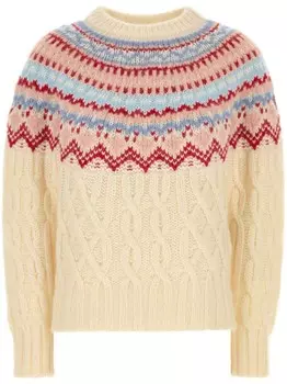 Джемпер с узором в технике интарсия Moncler Grenoble, белый