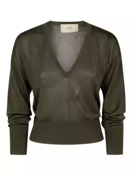 Джемпер с V-образным вырезом AMI Paris, зеленый