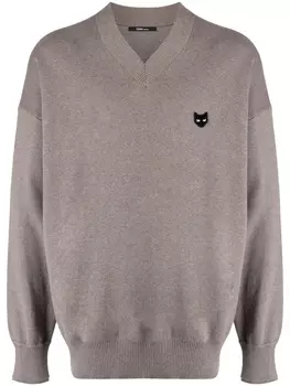 Джемпер с V-образным вырезом и нашивкой Panther ZZERO BY SONGZIO, коричневый