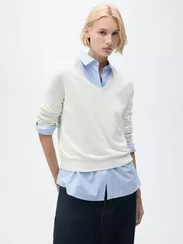 Джемпер с v-образным вырезом lukav Mango, светло-бежевый