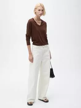 Джемпер с v-образным вырезом lukav Mango, темно-коричневый