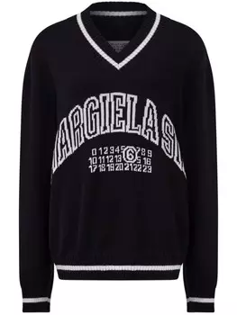 Джемпер с V-образным вырезом MM6 Maison Margiela, черный