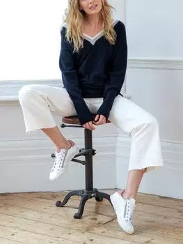 Джемпер с V-образным вырезом с цветными блоками Celtic & Co., Темно-синий/Мульти