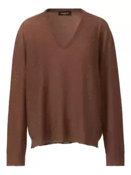 Джемпер с V-образным вырезом, украшенный пайетками Fabiana Filippi, коричневый