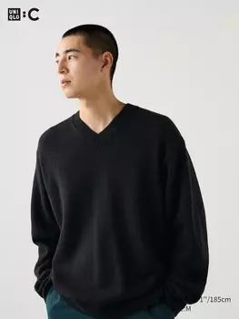 Джемпер с v-образным вырезом Uniqlo, черный