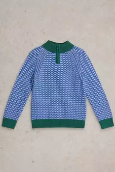 Джемпер с воронкообразным узором White Stuff, синий