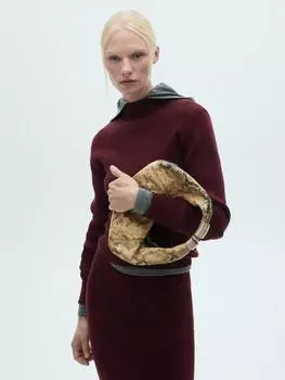 Джемпер с воронкообразным вырезом moza Mango, темно-красный