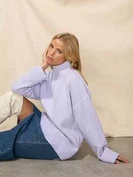 Джемпер с воротником-черепахой и манжетами на спине Ro&Zo, фиолетовый