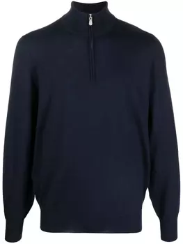 Джемпер с воротником на молнии Brunello Cucinelli, синий