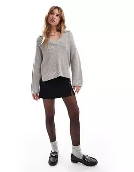 Джемпер с воротником-поло серого цвета Brave Soul