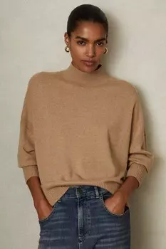 Джемпер с воротником стойкой Alicia из смеси шерсти Reiss, коричневый